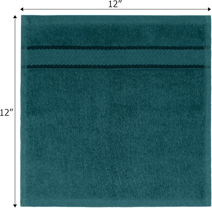 Cotton Craft Ultra Soft 12 Pack Wash Cloths 12x12 Teal Weighs 2 Ounces Each - Image 2