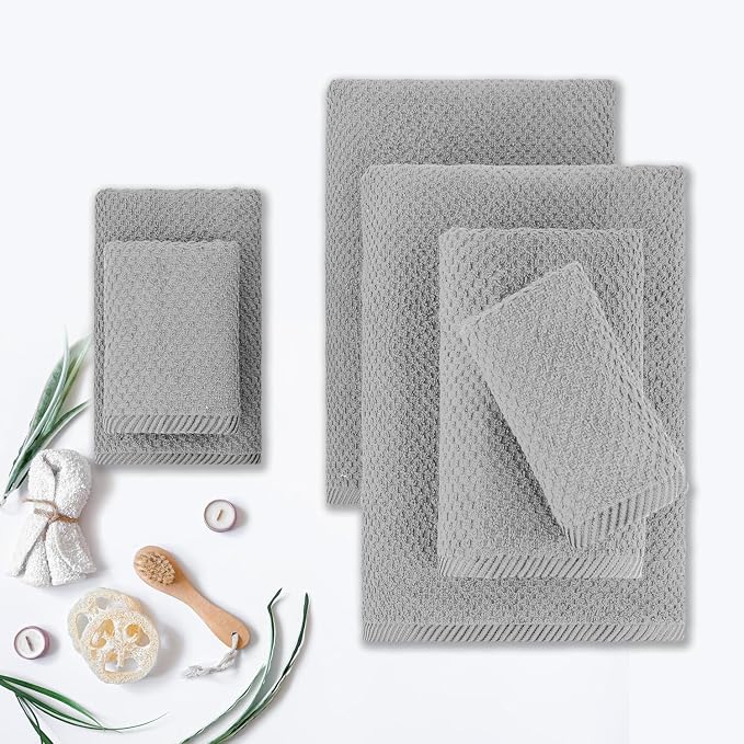 CASA COPENHAGEN Popcorn 6Pcs 100% Egyptian Cotton Large Designer Towels Gift - Image 3