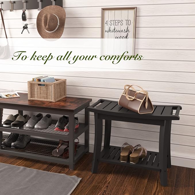 Bamboo Shower Bench Inside Shower Stool - Image 7