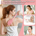 Silicone Back/Body/Face Scrubber & Soft Bath Glove Set 4PCS, Gentle Exfoliating - Image 8