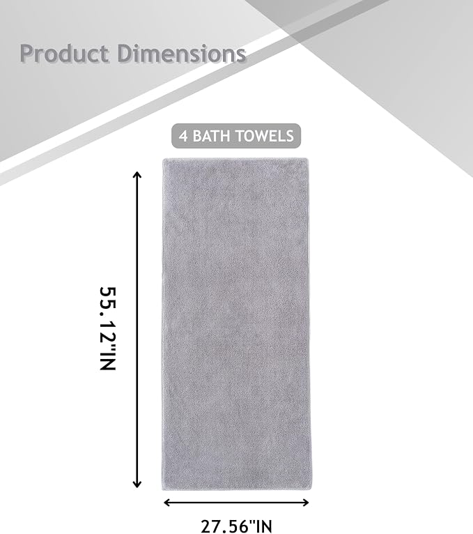 sakano 4-Piece Bath Towel Set, Quick-Dry Absorbent Lint Free & Launder Soft - Image 2