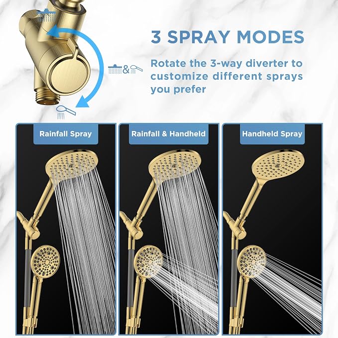 MakeFit Dual Filtered Rain Shower Head Combo, High Pressure Handheld Shower Head - Image 6