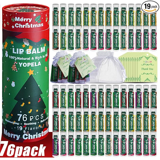 Yopela 76 Pack Christmas Natural Lip Balm Bulk by yopela