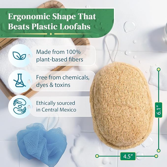 Natural Loofah Exfoliating Sponge - Image 2