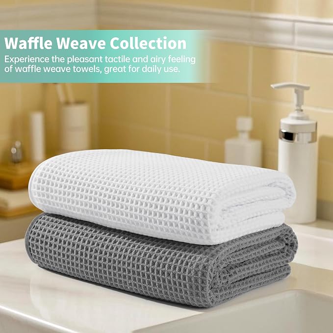 MICROFI New Microfiber Waffle Bath Towels, 2 Pieces, Fast Drying, Lint Free 430 - Image 6