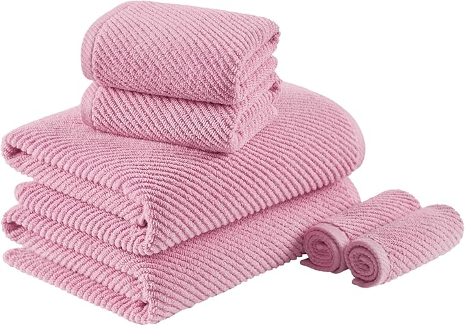 Madison Park Bathroom Towel Set of 6 Diagonal Ribbed, 500 GSM by MADISONPARK