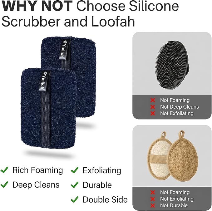 Yiclick Exfoliating Body Scrubber, Body Exfoliator Scrubber, Exfoliating Sponge - Image 3