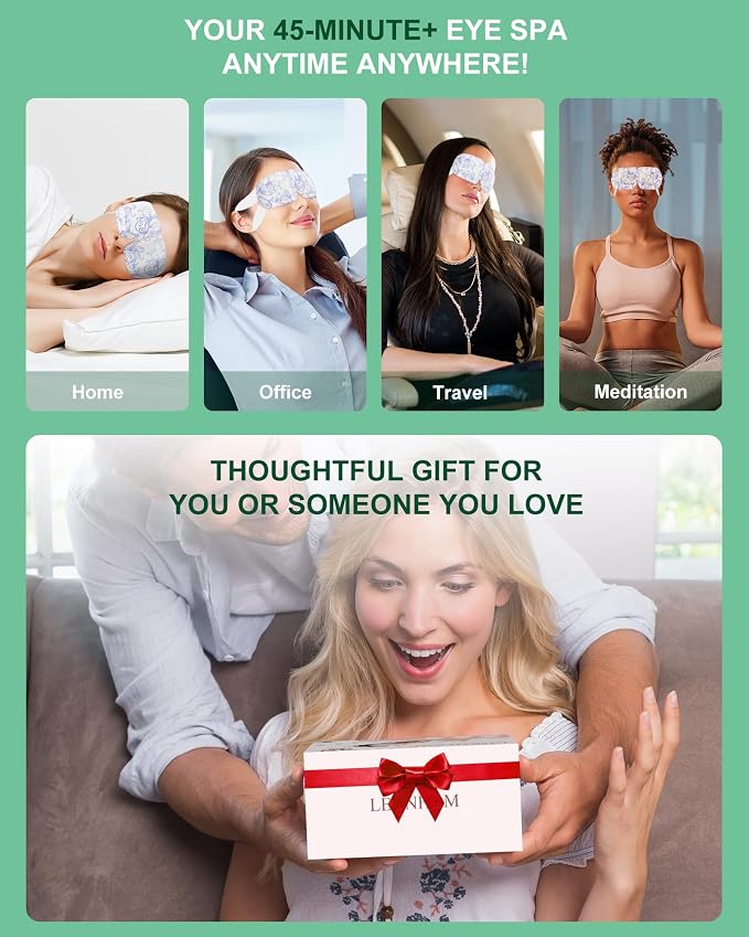 Large Self Heating Eye Mask for Dry Eyes Unscented 24 Pack, 45+ Min Steam Eye - Image 7
