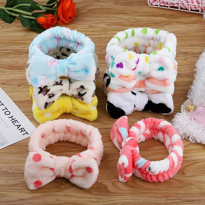 Hishexin 8 Pack Spa Headbands for Women, Soft Bow Skincare Headband for Washing - Image 5