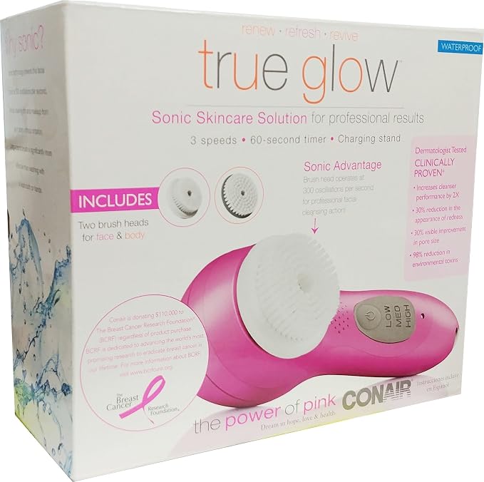 True Glow by Conair Sonic Facial Brush; White - Image 2