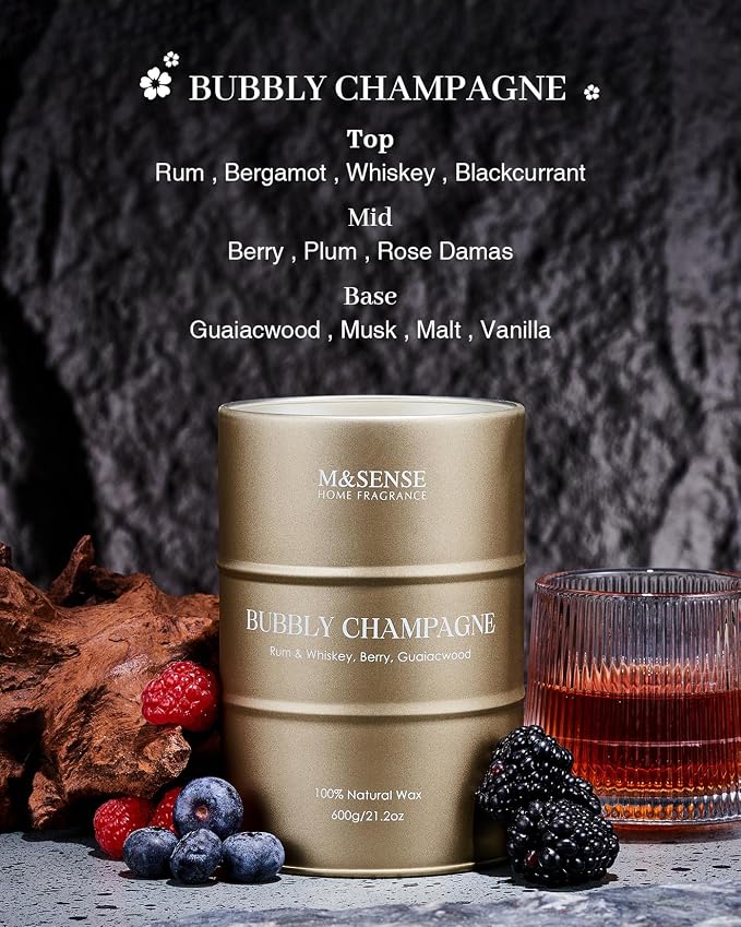 M&SENSE Bubbly Champagne Large Candles - Image 3