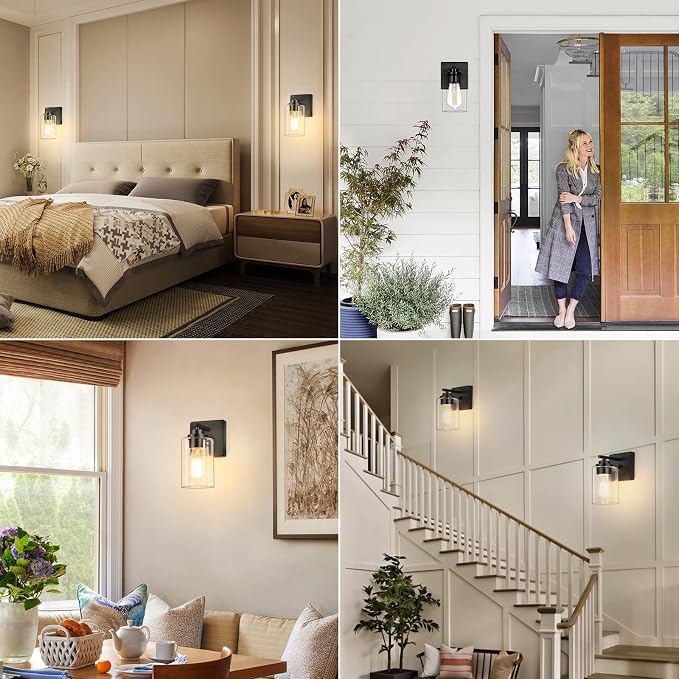 Set of 2 Wall Sconces for Bathroom, Modern Vanity Light Fixtures, Matte Black - Image 9