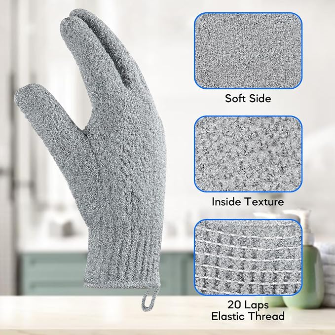 Exfoliating Gloves for Big Hands 8Pack- Lengthened and Large Double-Sided - Image 5