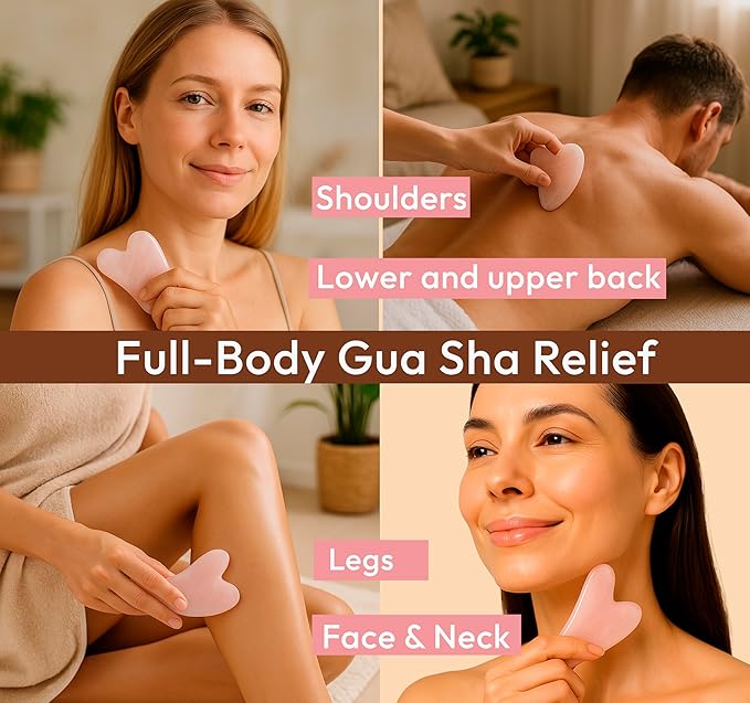 Rose Quartz Gua Sha Facial Tool Heart-Shaped Crystal - Image 4