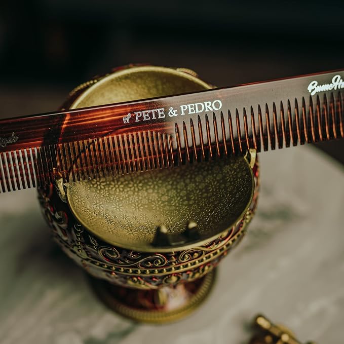 Pete & Pedro Premium Cushion Men’s Styling Hairbrush & Classic Comb Set | 9-Row - Image 4