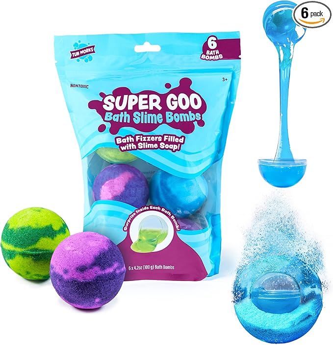 Tub Works Super Goo Bath Slime 'Surprise' Bombs, 6 Pack | Kids Bath Bombs by TubWorks