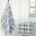 VOOVA & MOVAS Bathroom & Guest Room Aqua Striped Bath Towels by VOOVAMOVAS