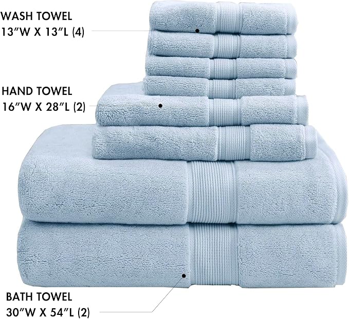 Madison Park 800GSM Bathroom Towel Set of 8 100% Cotton Bath Towel Set - Image 4