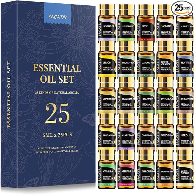 SACATR 25 Pcs Natural Essential Oil Sets, Essential Oils by SACATR
