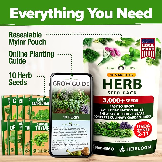 HOME GROWN 10 Herb Seeds for Planting 3, 000+ Non-GMO Heirloom Seeds | Extra - Image 8