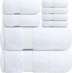 Infinitee Xclusives Luxury 100% Cotton Towel Set – 8 Piece Bathroom Towel Set – by InfiniteeXclusives