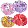 4 PCS Shower Cap for Women, Elastic and Reusable Bath Caps, Double Layers by CHFONGDIRECT