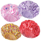 4 PCS Shower Cap for Women, Elastic and Reusable Bath Caps, Double Layers by CHFONGDIRECT