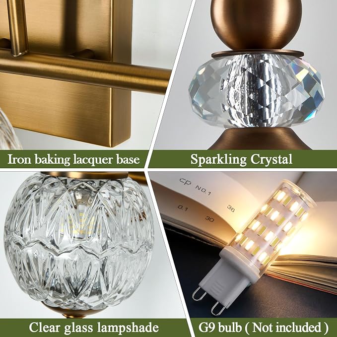 Piepooye Vintage Bathroom Light Fixtures Gold Vanity Light - Image 3