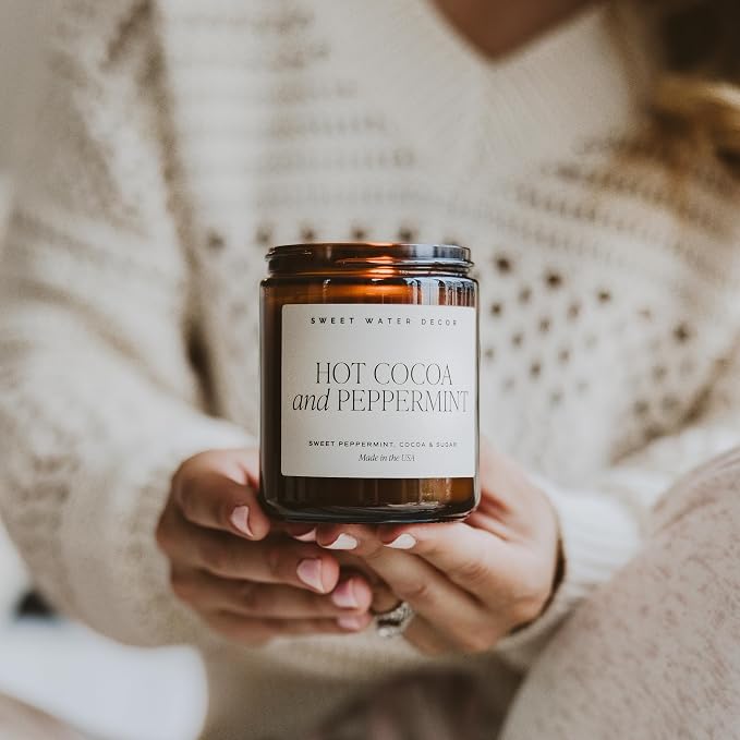 Sweet Water Decor Hot Cocoa and Peppermint Soy Candle | Chocolate, Peppermint - Image 2