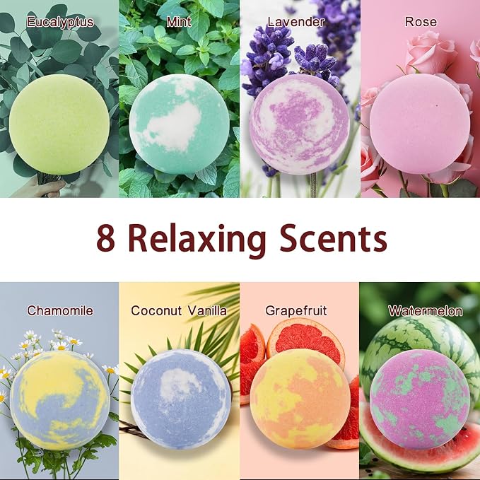 Bath Bomb Gift Set for Women, 8 Pac Bath Bombs for Girls, Natural Bubble - Image 5