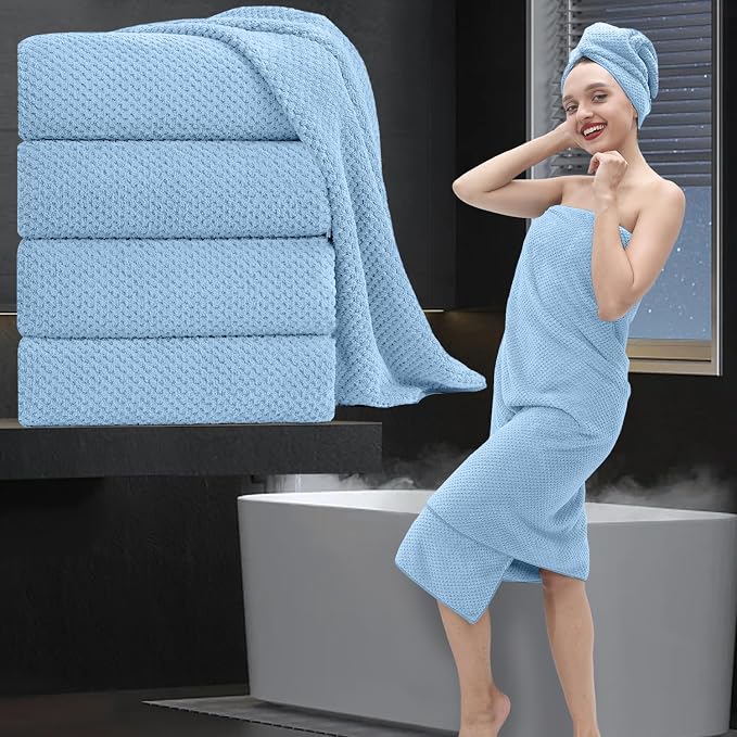 Extra Large Bath Towel Set of 4, Oversized Bath Sheet Super Soft Highly by MAGGEA