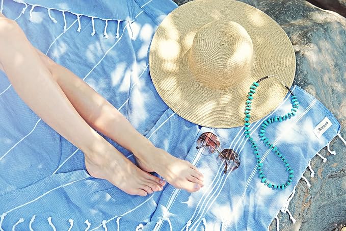 Bersuse Towels Anatolia XL Beach Blanket Throw Blanket Turkish Towel 100% - Image 6