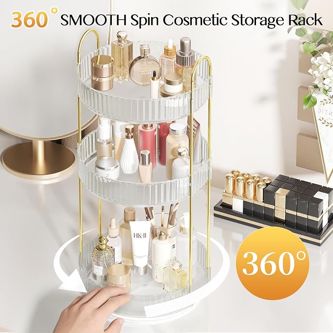 Rotating Makeup Organizer Countertop, Skincare Organizers, Spinning Perfume - Image 5
