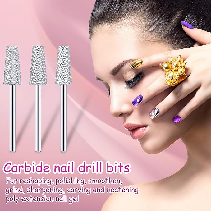 3 Pieces Tapered Barrel Carbide Nail Drill Bit, 3 Sizes Carbide Nail Drill Bit - Image 5