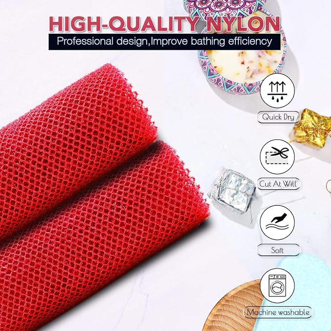 UJFQBH 2 Pieces African Bath Sponge African Net Long Net Bath Sponge - Image 4