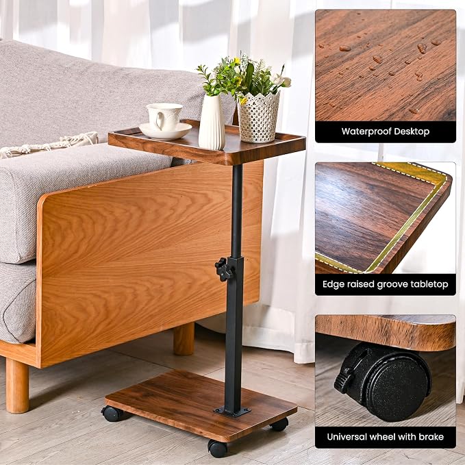 C Table End Table Adjustable Height, C Shaped End - Image 6