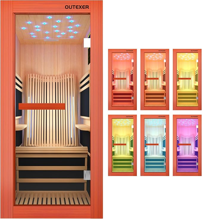 OUTEXER Infrared Sauna 1495W Wooden Saunas Spa Room Pacific Clear Cedar Wood - Image 6