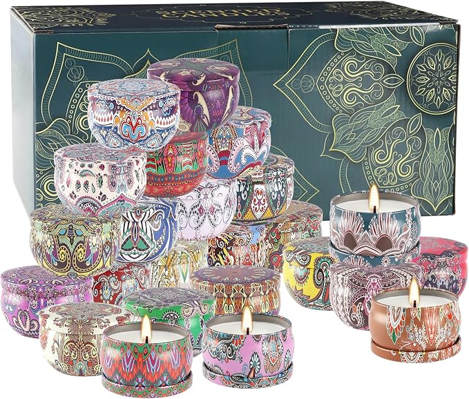 Scented Candles Gifts Set 24 Pack Soy Wax Travel Tin Advent Candles - Image 4