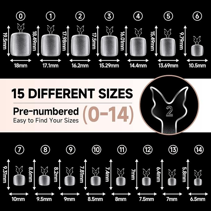 UNA GELLA Toe Nail Tips Full Cover, 15 Sizes - Image 7