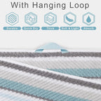 VOOVA & MOVAS Bathroom & Guest Room Aqua Striped Bath Towels - Image 2