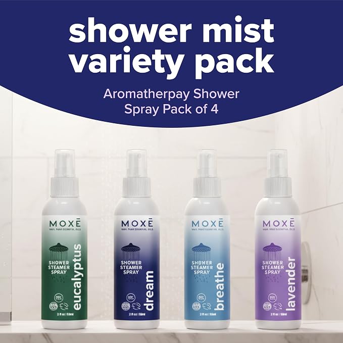 MOXE Aromatherapy Shower Mist Variety Pack, Eucalyptus, Breathe and Dream - Image 3