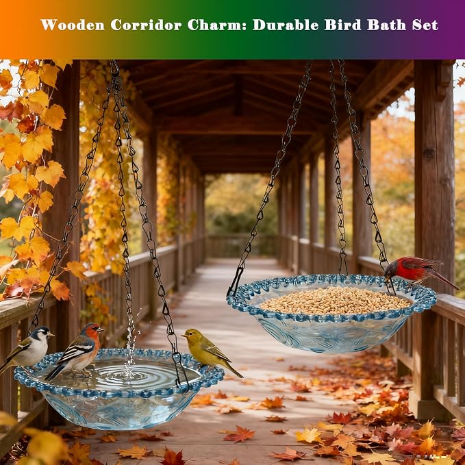 2 Pack Super Value Hanging Plastic Bird Baths and Feeders - Image 7