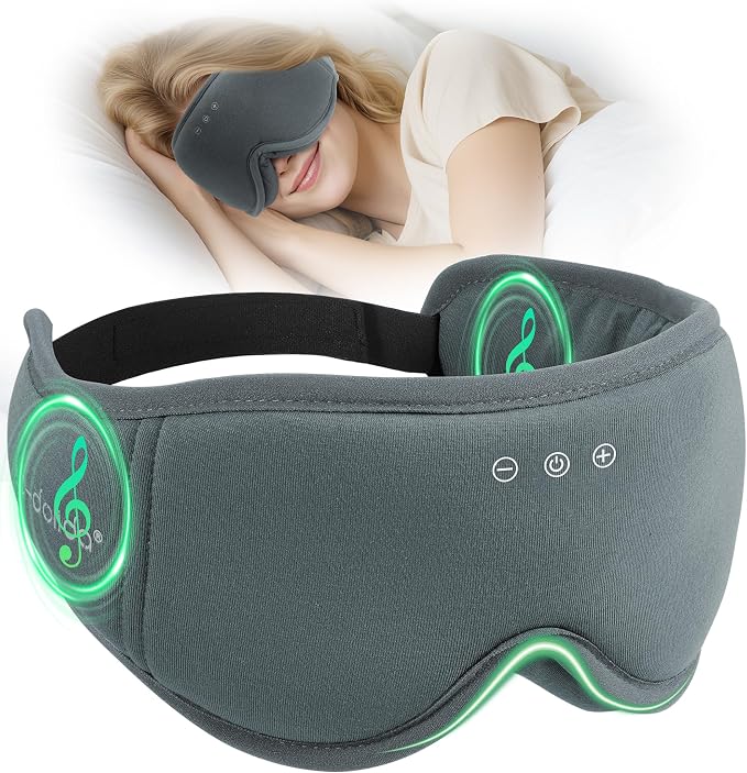 Sleep Mask with Headphones Bluetooth 5.4, LC-dolida Wireless Music Eye Mask by LC-dolida