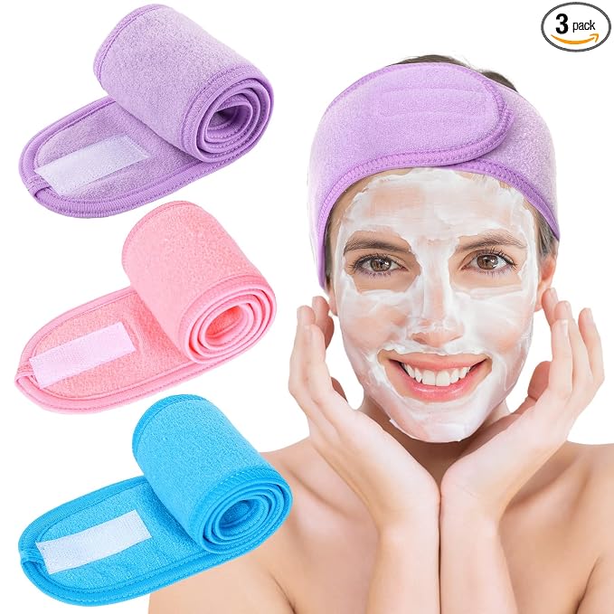 Whaline Spa Facial Headband Make Up Wrap Head Terry Cloth Headband Adjustable by Whaline