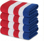 Premium Terry Cabana Beach Towel, Soft Plush Cotton Pool Towel, 30” x 60” by 9Threads