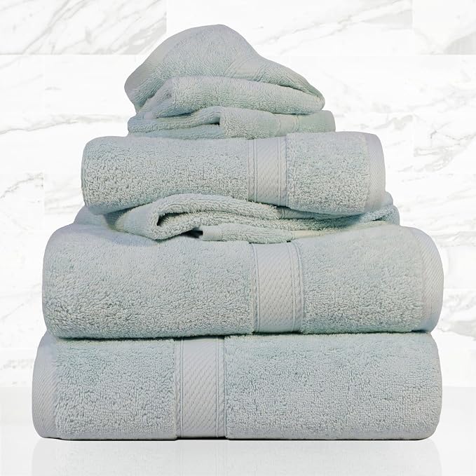 SUPERIOR Egyptian Cotton Pile 6 Piece Towel Set, Includes 2 Bath, 2 Hand by SUPERIOR