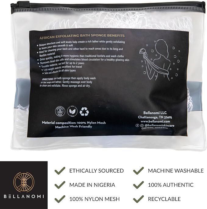 BELLANOMI African Exfoliating Net Sponge, Ethically sourced from Nigeria - Image 4