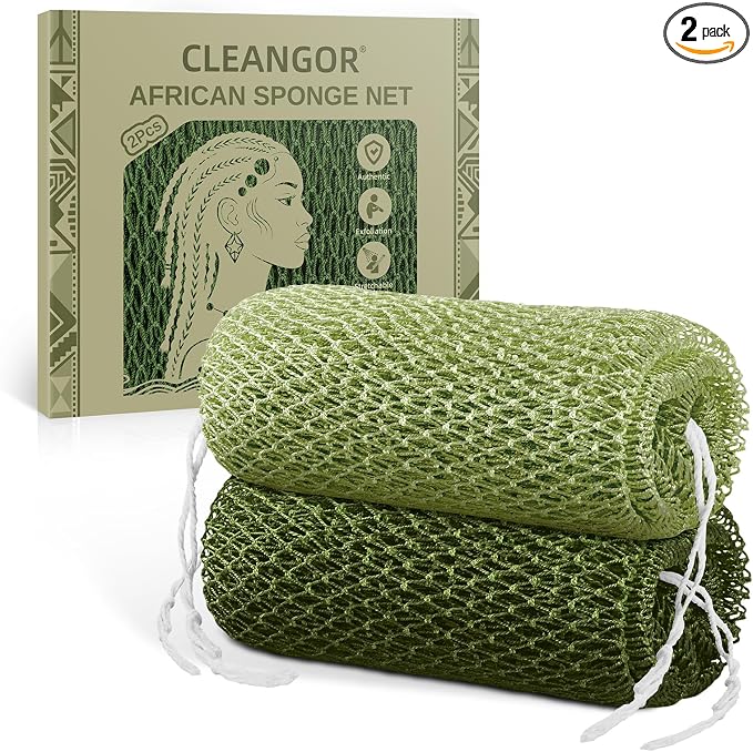 Cleangor 2Pcs African Net Sponge Authentic by Cleangor