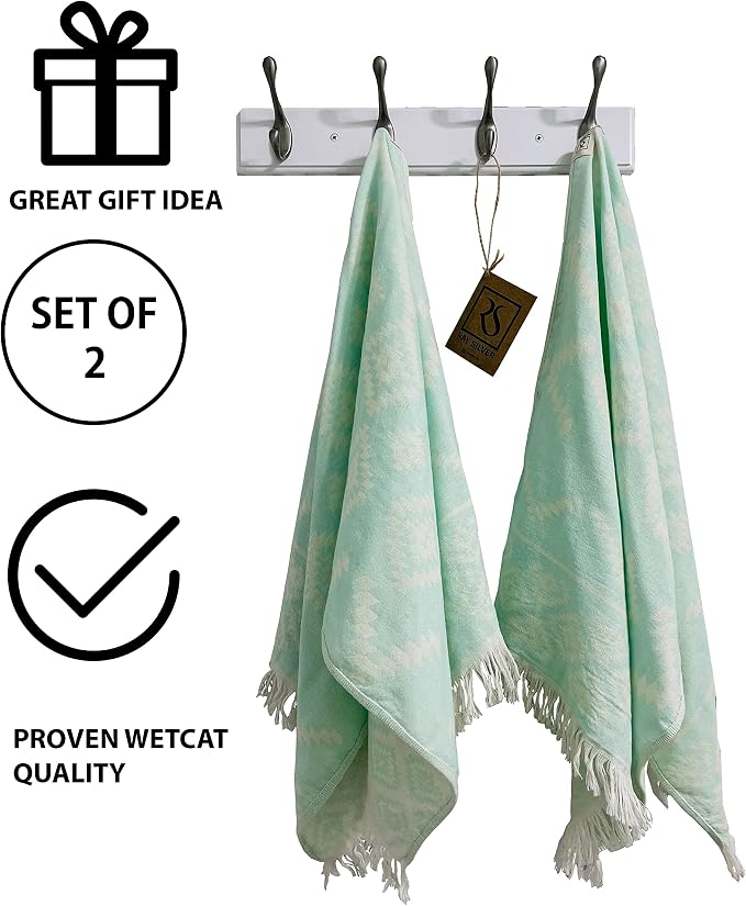 RAY SILVER Aztec Turkish Hand Towels Set of 2 100% Cotton Peshtemal Soft Feel - Image 8