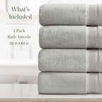 Springtree Home Luxury Bamboo Rayon Bath Towel Set of 4 | 35% Bamboo Rayon - Image 2